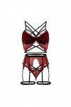 Ensemble Lingerie Sexy Femme Coquine Hot 3 Pieces Dentelle Jarretière Ensemble de Soutien-Gorge et de Culottes Sexy à Bretell