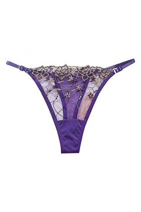 KEIZHUONIQIU Strings Tangas pour Femme en Sexy Slips Chic Dentelle Culotte Taille Basse sans Couture Lingerie Ultra-Soyeux Bi