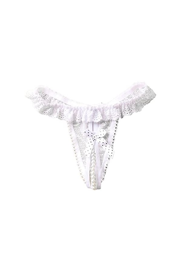 KEIZHUONIQIU Strings et T-Back Tangas Dames Erothique Slip Confortable Dentelle Patchwork Culottes Creux Out Couleur Uni Ling