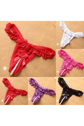 KEIZHUONIQIU Strings et T-Back Tangas Dames Erothique Slip Confortable Dentelle Patchwork Culottes Creux Out Couleur Uni Ling