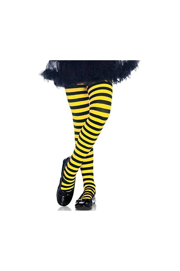 Leg Avenue Collant Rayures 4710&nbsp;–&nbsp;Taille : XL, Noir/Jaune
