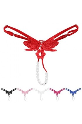 KEIZHUONIQIU en T String Ficelle Tanga pour Femme Erothique Slip Confortable en Dentelle Culottes Creux Out Pure Couleurs sou