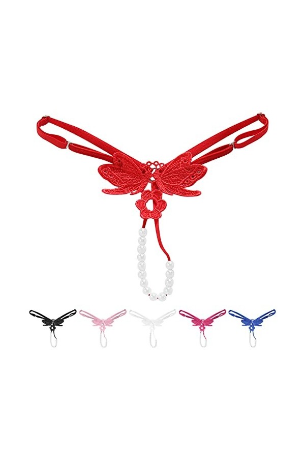 KEIZHUONIQIU en T String Ficelle Tanga pour Femme Erothique Slip Confortable en Dentelle Culottes Creux Out Pure Couleurs sou