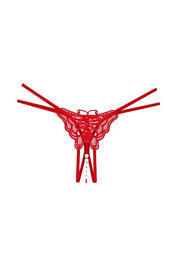 Culotte de massage sexy pour femme - Motif papillon creux - Taille basse - Coupe ouverte - String sexy - Pour homme et femme,