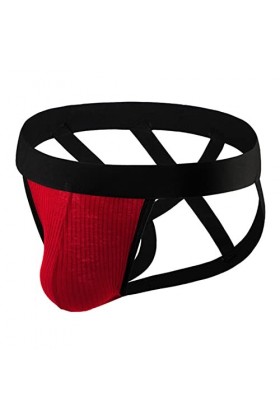 GilRu sous-vêtements pour Hommes Ice Silk sous-vêtements Sexy String Sexy pour Hommes Costume Sexy Homme Coquine Red, XL 