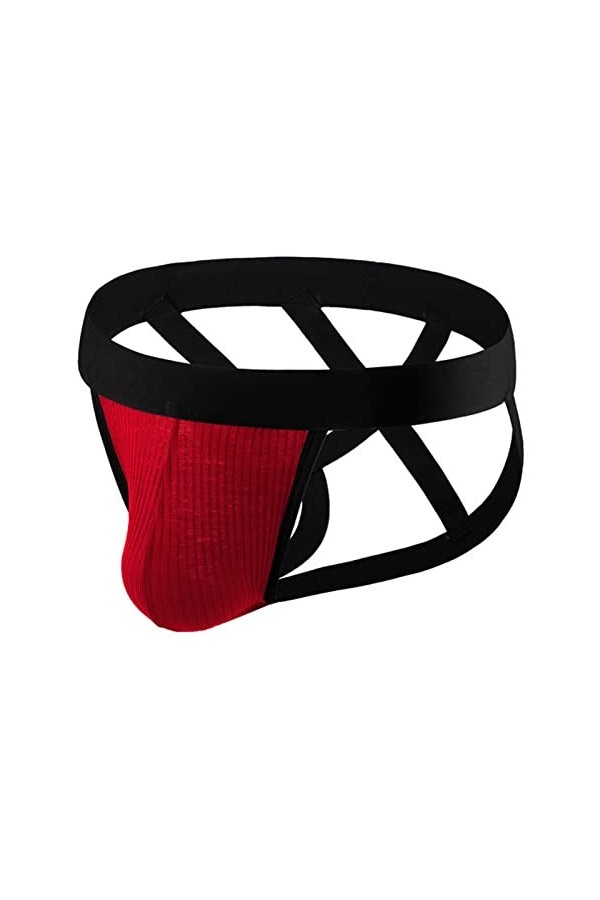 GilRu sous-vêtements pour Hommes Ice Silk sous-vêtements Sexy String Sexy pour Hommes Costume Sexy Homme Coquine Red, XL 