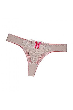 Femmes Dentelles Sexy Culottes Basses pour Sortir à Travers la Dentelle Cotton Hollow Thong Taille Lingerie Confort Khaki, S