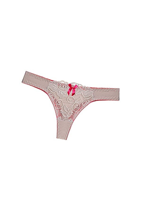 Femmes Dentelles Sexy Culottes Basses pour Sortir à Travers la Dentelle Cotton Hollow Thong Taille Lingerie Confort Khaki, S