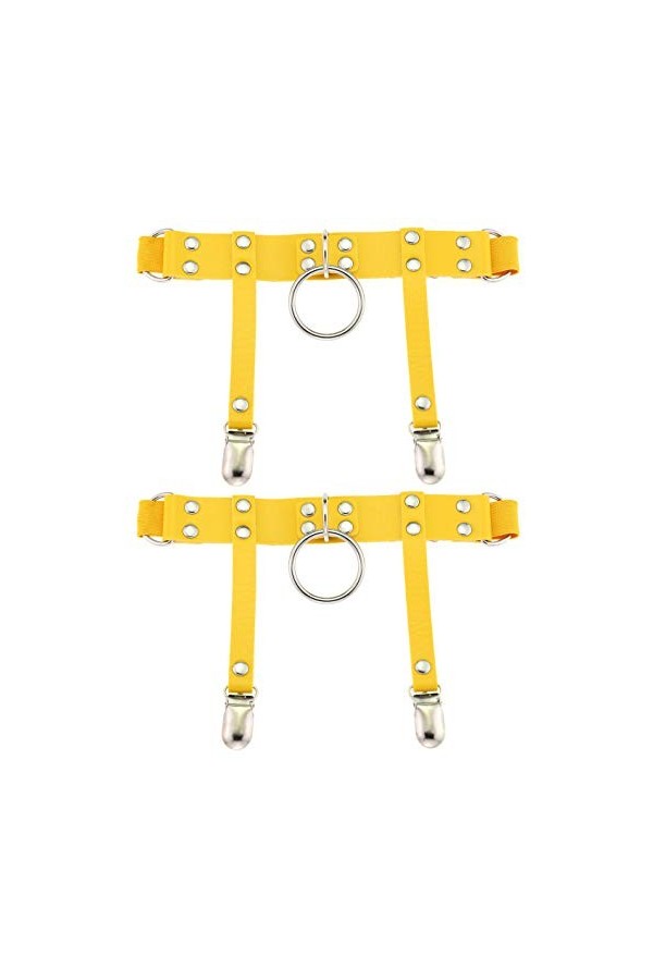 Lot de 2 porte-jarretelles élastiques en cuir pour femme - Rouge - Taille Unique