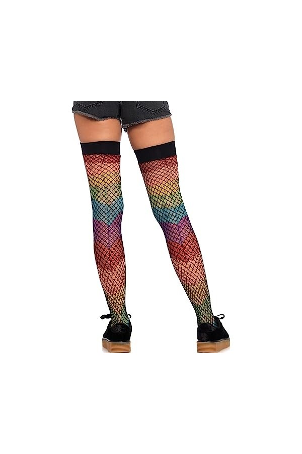 Leg Avenue 9994 Arc-en-Ciel Bas Recouverts de Résille Noir Taille Unique 34-40