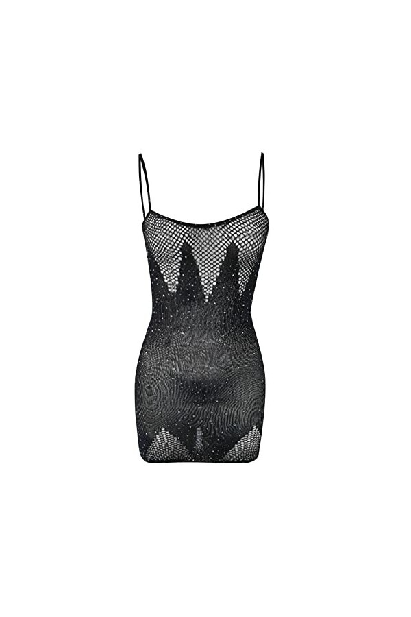 Mesdames Sexy Brillant Lingerie Fronde Maille Dentelle Transparente Collants Sexy Lingerie Dentelle Rouge Black, One Size 