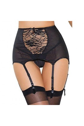 YpingLonk Femmes penderie Lingerie Dentelle Ceinture jarretière Thigh-Highs Sexy Lingerie Rose Sexy Fluo Black, XXL 