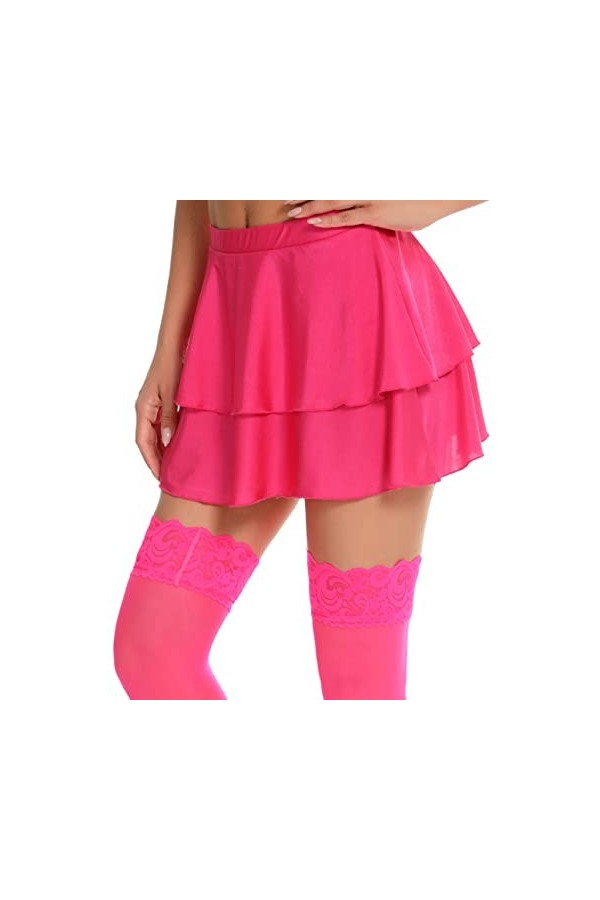 Mini jupes plissées pour femmes avec bas de cuisse pour jeux de rôle, blanc, 36