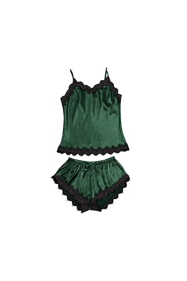 TDEOK Lingerie sexy pour femme - Sans manches - En dentelle - Corset, vert, M