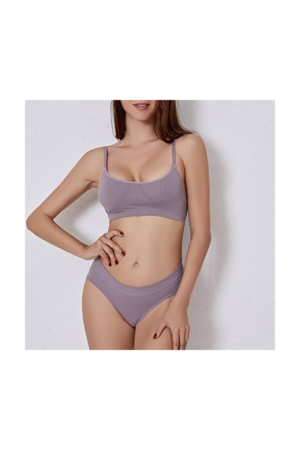 Ensemble de Lingerie Féminine Sexy Soutien-Gorge et Ensemble de 2 pièces pour Femmes avec col en U et Soutien-Gorge Taille Ha