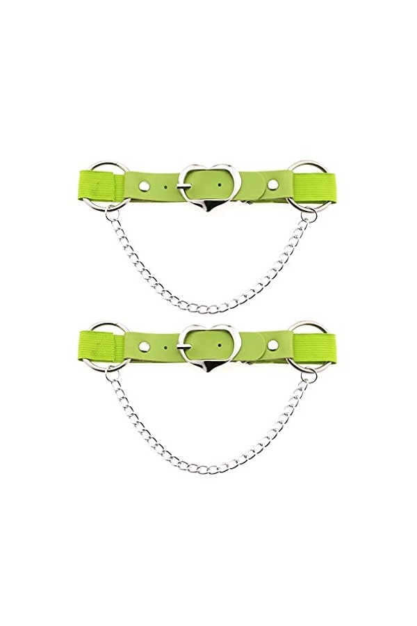 Jarretière de cuisse en cuir avec chaînes pour femme Motif cœur punk rock, bleu, taille unique