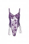 Lingerie sexy sexy en dentelle pour femme avec broderie florale et papillon, lilas, XXL