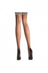 Yummy Bee - Bas de contention soyeux Nude – Bas transparents – Haut en dentelle silicone – Bas cousus