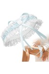 JK Trade® Jarretière de qualité supérieure en bleu pour le mariage en taille unique, ruban décoré de dentelle, dun nœud et d