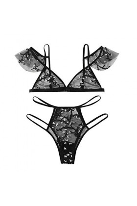 Vêtements De Nuit Femme Erotique sous-Vetements 2 Pièce Ensemble Soutien Gorge et String Sexy Lingerie Sexy Ensemble Dentelle