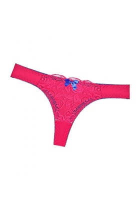 Femmes Dentelles Sexy Culottes Basses pour Sortir à Travers la Dentelle Cotton Hollow Thong Taille Lingerie Confort Wine, M 