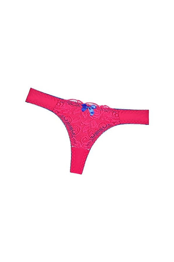 Femmes Dentelles Sexy Culottes Basses pour Sortir à Travers la Dentelle Cotton Hollow Thong Taille Lingerie Confort Wine, M 