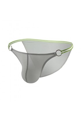 Vankaze Hoop Culotte Homme Couleur Unie Glace Soie Creuse Sexy Respirant Nylon Short Taille Basse Drôle Boxer pour Hommes, gr