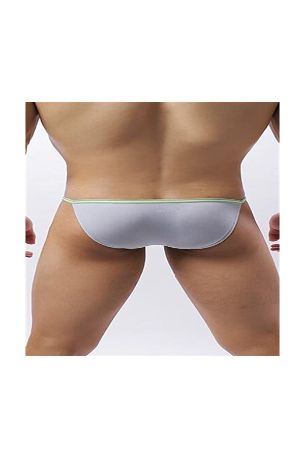 Vankaze Hoop Culotte Homme Couleur Unie Glace Soie Creuse Sexy Respirant Nylon Short Taille Basse Drôle Boxer pour Hommes, gr