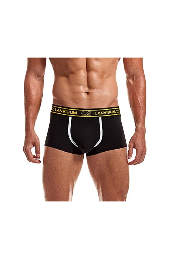FGUUTYM Sous-vêtements chauds pour homme - Boxer sexy - Sous-vêtements solides - Sous-vêtements pour homme, Noir , M