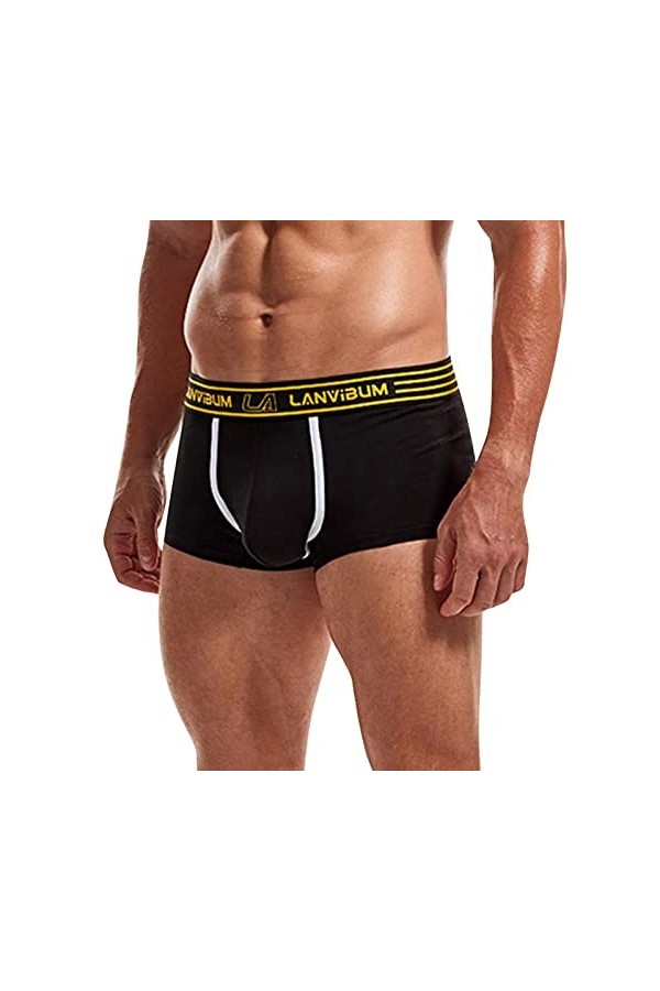 FGUUTYM Sous-vêtements chauds pour homme - Boxer sexy - Sous-vêtements solides - Sous-vêtements pour homme, Noir , M