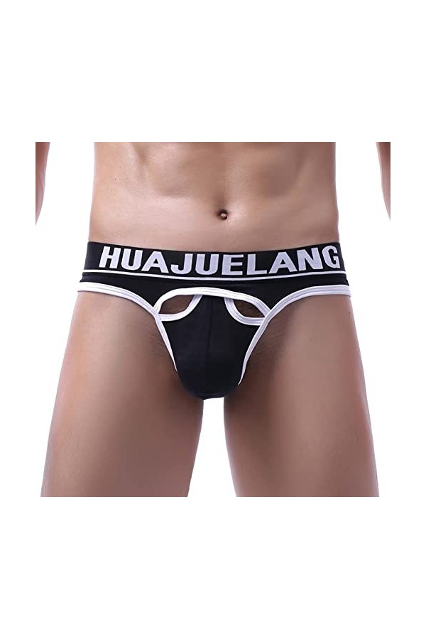 CUTeFiorino Pantalon avec élastique pour homme - Sous-vêtement sexy en coton - Sous-vêtements respirants, Noir , XXL