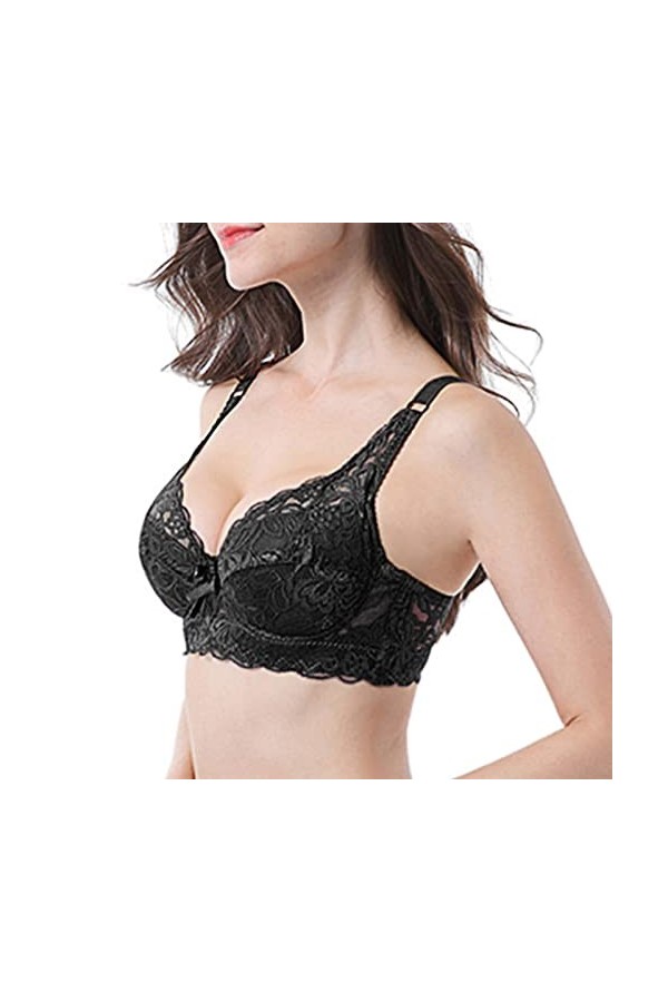 Femmes Sexy Dentelle Collecté Soutien-gorge Bretelles Poitrine Coupe Sous-Vêtements Femmes Bras Plus La Taille, schwarz., 115