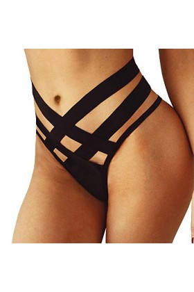 Blingko Culotte Sexy Femmes Noir String Taille Haute Hollow Out G-String éRotique Lingerie Tentation Culottes et Slips Grande