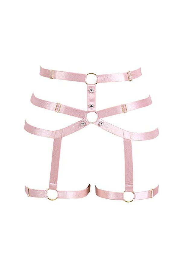 PETMHS Ceinture porte-jarretelles punk pour femme - Bas de jambe - Taille - Sangle en cage - Cadre - Lingerie gothique - Club