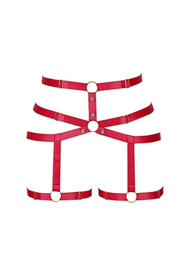 PETMHS Ceinture porte-jarretelles punk pour femme - Bas de jambe - Taille - Sangle en cage - Cadre - Lingerie gothique - Club