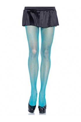 Leg Avenue Collant Résille en Nylon Bleu Fluo Taille Unique