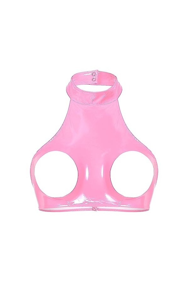 YUUMIN Femme Soutien-Gorge Sexy Sein Nu Redresse-Sein Lingerie Érotique Cuir Bra Push Up Halter Neck Brassière sous Vêtement 