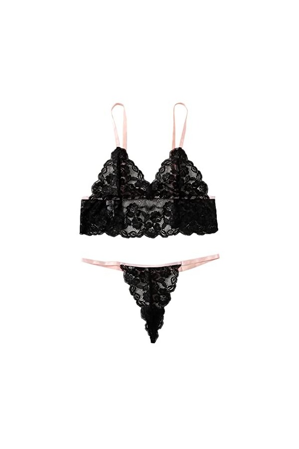 Dessous Damen Sexy Unterwäsche Schwarz Sexy Set Reizwäsche Body Suit Sexy Damen Dessous Set Unterwäsche Frauen v-Ausschnitt D