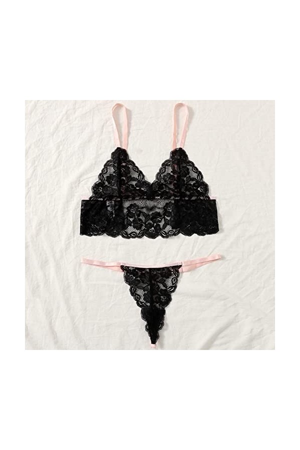 Dessous Damen Sexy Unterwäsche Schwarz Sexy Set Reizwäsche Body Suit Sexy Damen Dessous Set Unterwäsche Frauen v-Ausschnitt D