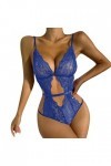 liaddkv Lingerie sexy pour femme - Rouge - En dentelle solide - Pour homme - Bleu - Taille XXL