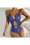 liaddkv Lingerie sexy pour femme - Rouge - En dentelle solide - Pour homme - Bleu - Taille XXL