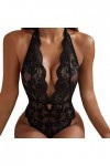 liaddkv Sous-vêtements anaux sexy pour femme - En dentelle rouge, Noir , M