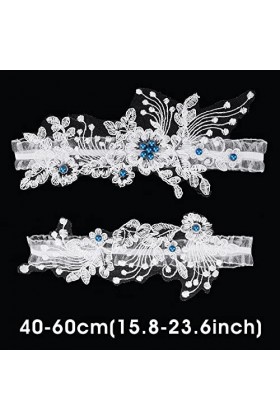 2 Pièces Jarretiere Femme Mariée Jarretière Mariage Blanc Dentelle Jartiere Jambe Anneau Ensemble Cousu à la Main Fausse Perl