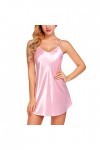 Feiboyy Chemise de nuit pour femme - Col en V - Pyjama jupe - Avec bandoulière réglable - Uniformes - Cadeau pour femme, Rose