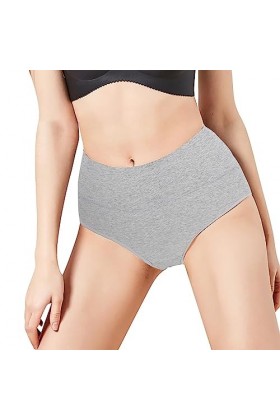 Culotte Fille en Coton Taille Moyenne Pantys Culotte Extensible Contrôle du Ventre Sous-Vêtements Femme Sous-Vêtements, gris,