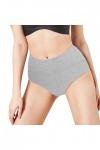 Culotte Fille en Coton Taille Moyenne Pantys Culotte Extensible Contrôle du Ventre Sous-Vêtements Femme Sous-Vêtements, gris,