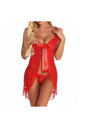 Générique Nuisette Lingerie Femme Sissy Érotique Babydoll Ouverte Teddy Nuisette See Through Nuit Transparente Coquine sous V