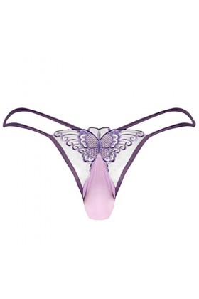 String Homme Sexy Hot Dentelle Slips Boxer Sous-vêtement taille basse en maille pour homme Sexy Butterfly U Shaped Bag Cover 