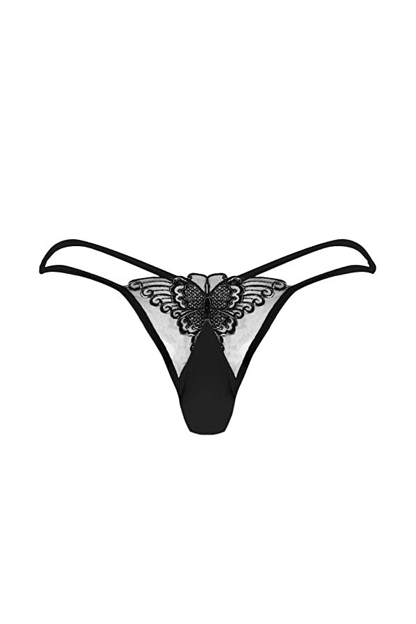 String Homme Sexy Hot Dentelle Slips Boxer Sous-vêtement taille basse en maille pour homme Sexy Butterfly U Shaped Bag Cover 
