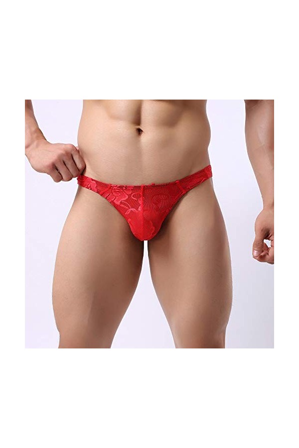 String Homme Sexy Hot Dentelle Slips Boxer Maillage transparent taille sexy bas air pour hommes culottes en dentelle transpar